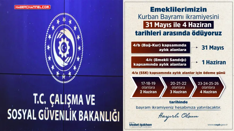 Emekli bayram ikramiyeleri 31 Mayıs-4 Haziran arasında yatırılacak...